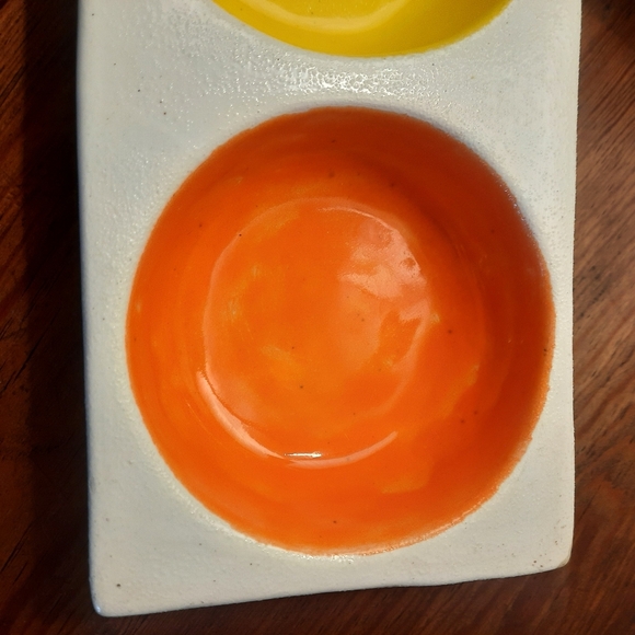 70's BALDELLI Tray Signed Numbered Yellow Green Orange Italian Pottery MCM Mod - Picture 9 of 10